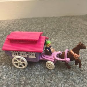 Vintage Polly Pocket 1995 Circus Wagon on the Go set with horse and Polly